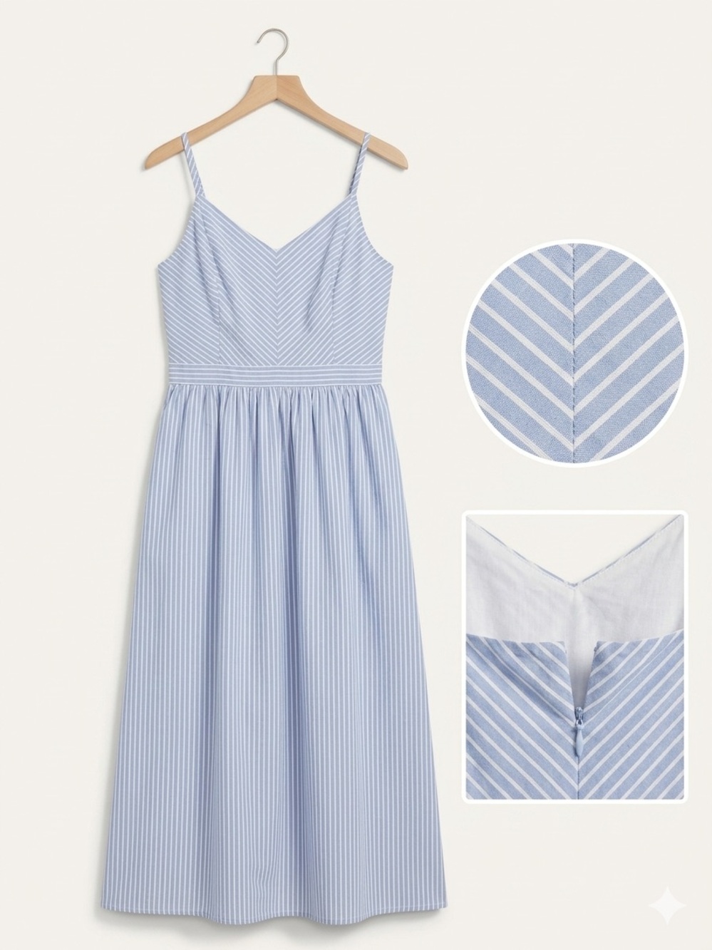 Light Blue & White Striped Midi Sundress